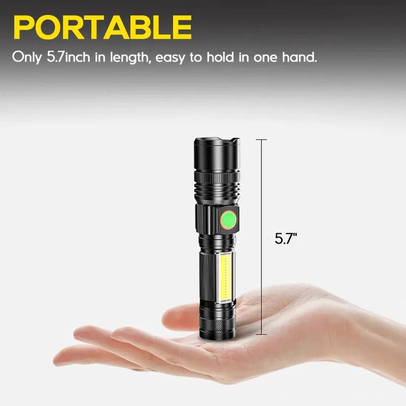 2000 Lumens Emergency LED Small Flashlights Zoomable