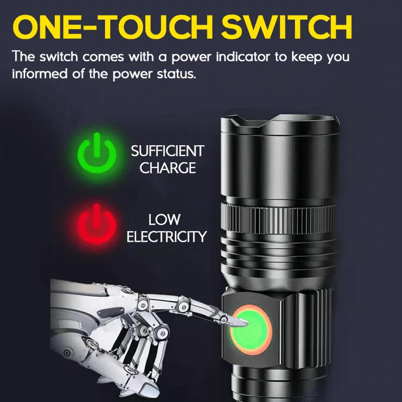 2000 Lumens Emergency LED Small Flashlights Zoomable