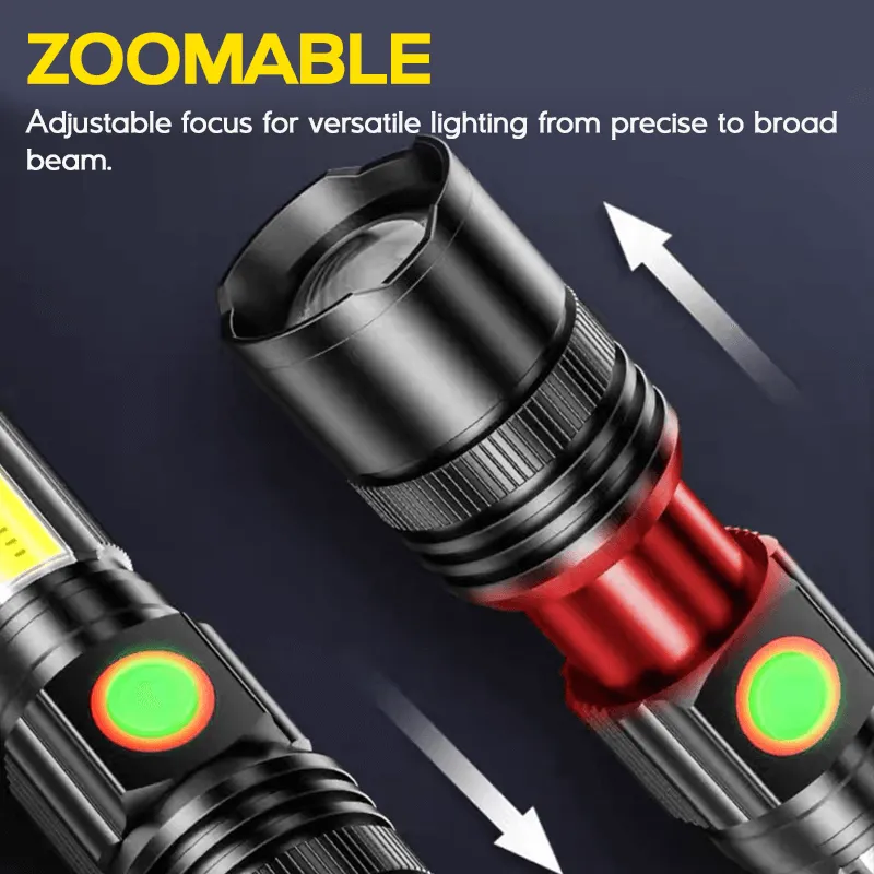 2000 Lumens Emergency LED Small Flashlights Zoomable