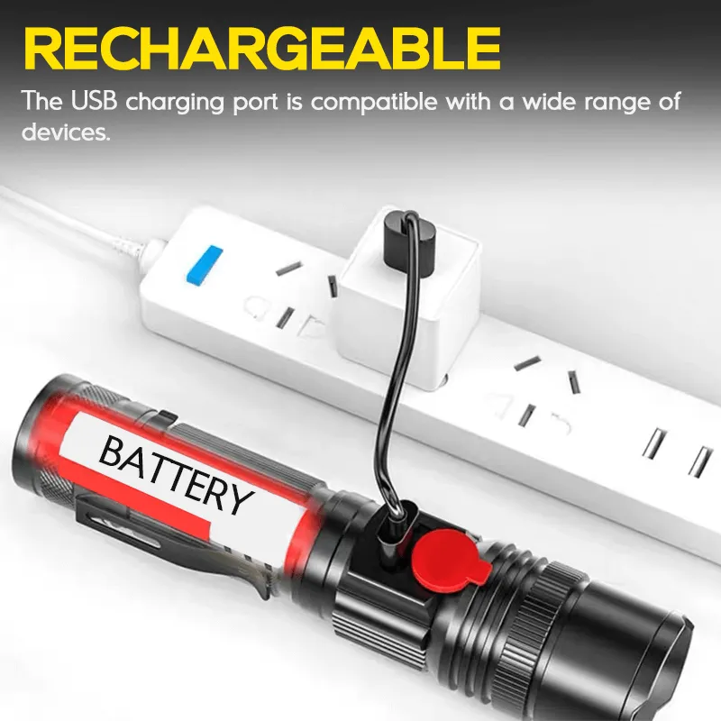 2000 Lumens Emergency LED Small Flashlights Zoomable