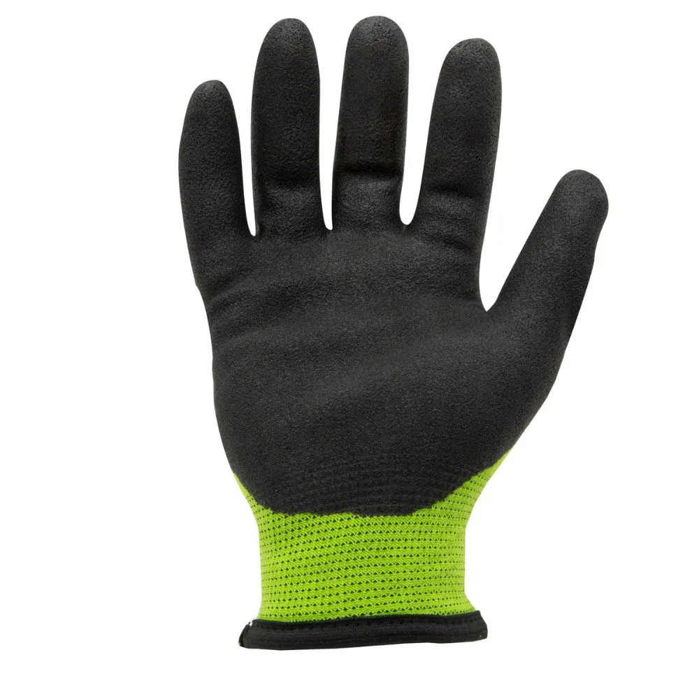 212 Performance AXCGC5-88-008 AX360 Seamless Nitrile-dipped Cut Resistant Cold Weather Hi-Viz Gloves (EN Level 5), Small Green;Black