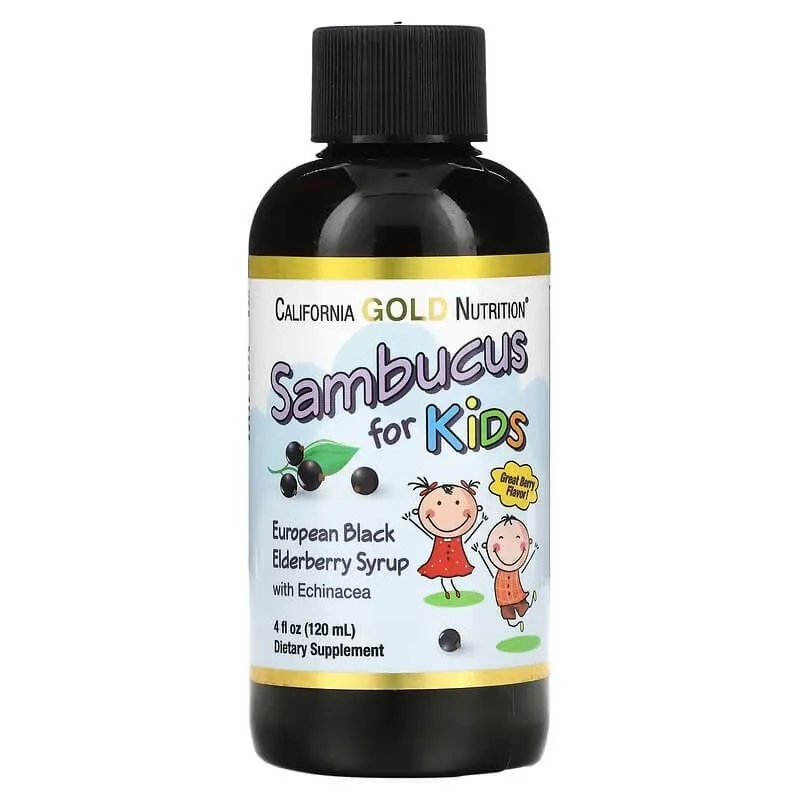 California Gold Nutrition Black Elderberry Echinacea Syrup, 120 ml