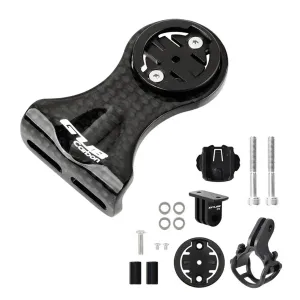 Cycling Bike Computer Mount Holder Out Front Carbon Fiber Speedometer Holder for Garmin/Bryton/Cateye with Flashlight Holder