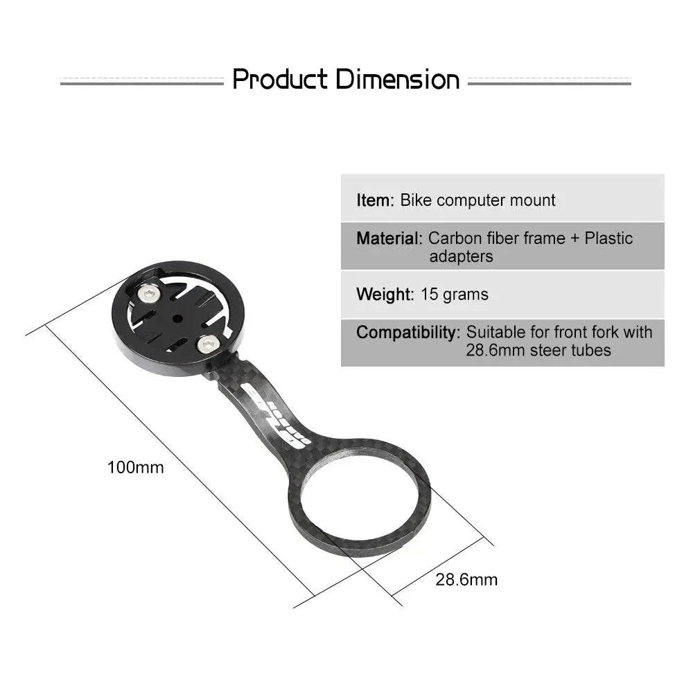 Cycling Bike Computer Mount Holder Out Front Carbon Fiber Speedometer Holder for Garmin/Bryton/Cateye with Flashlight Holder