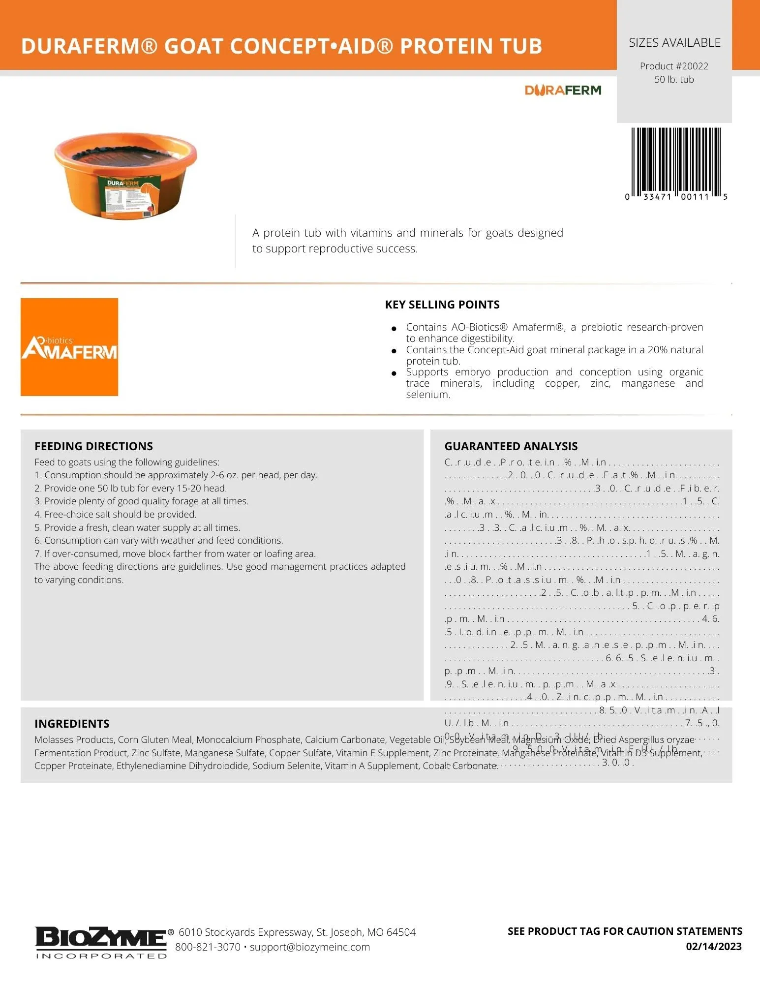 DuraFerm Goat Concept-Aid Protein Tub