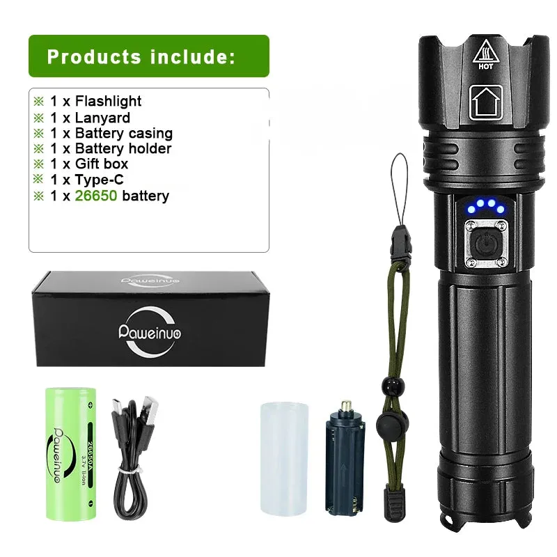 Light 1500m High Power Led Flashlights  Rechargeable Flashlight With Usb Charging Ultra Powerful Torch Work Tactical Light