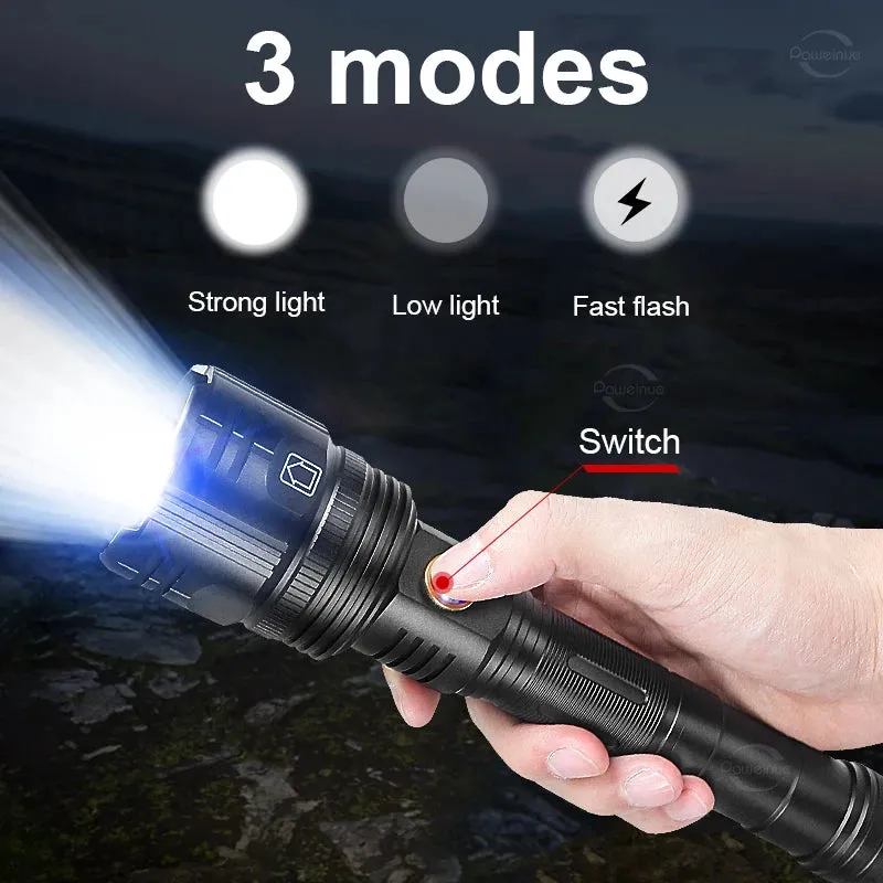 Light 1500m High Power Led Flashlights  Rechargeable Flashlight With Usb Charging Ultra Powerful Torch Work Tactical Light