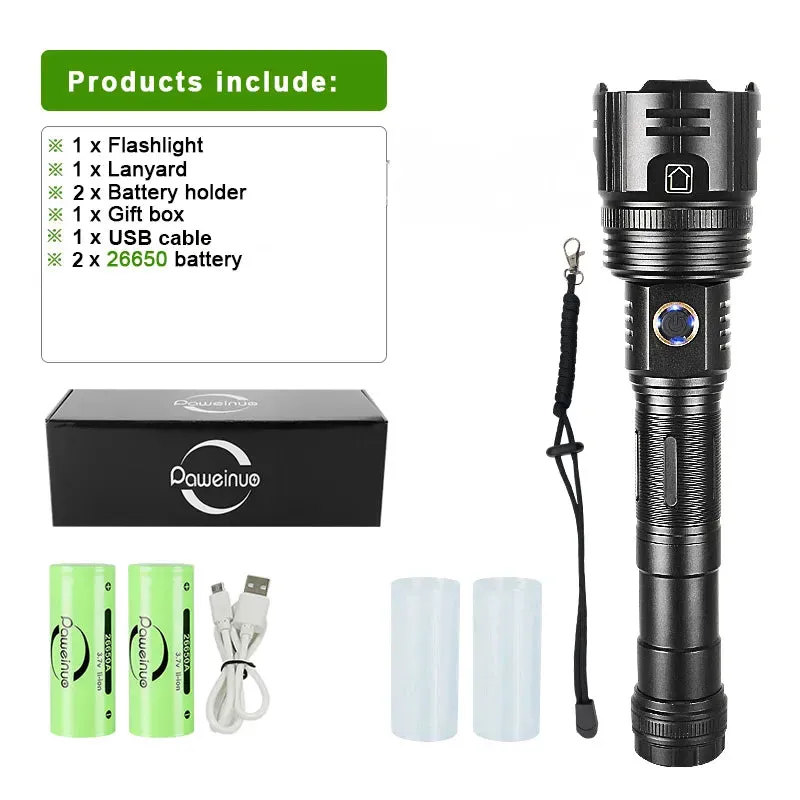 Light 1500m High Power Led Flashlights  Rechargeable Flashlight With Usb Charging Ultra Powerful Torch Work Tactical Light