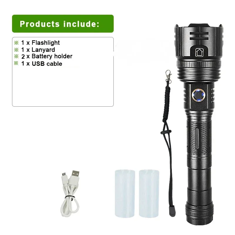 Light 1500m High Power Led Flashlights  Rechargeable Flashlight With Usb Charging Ultra Powerful Torch Work Tactical Light
