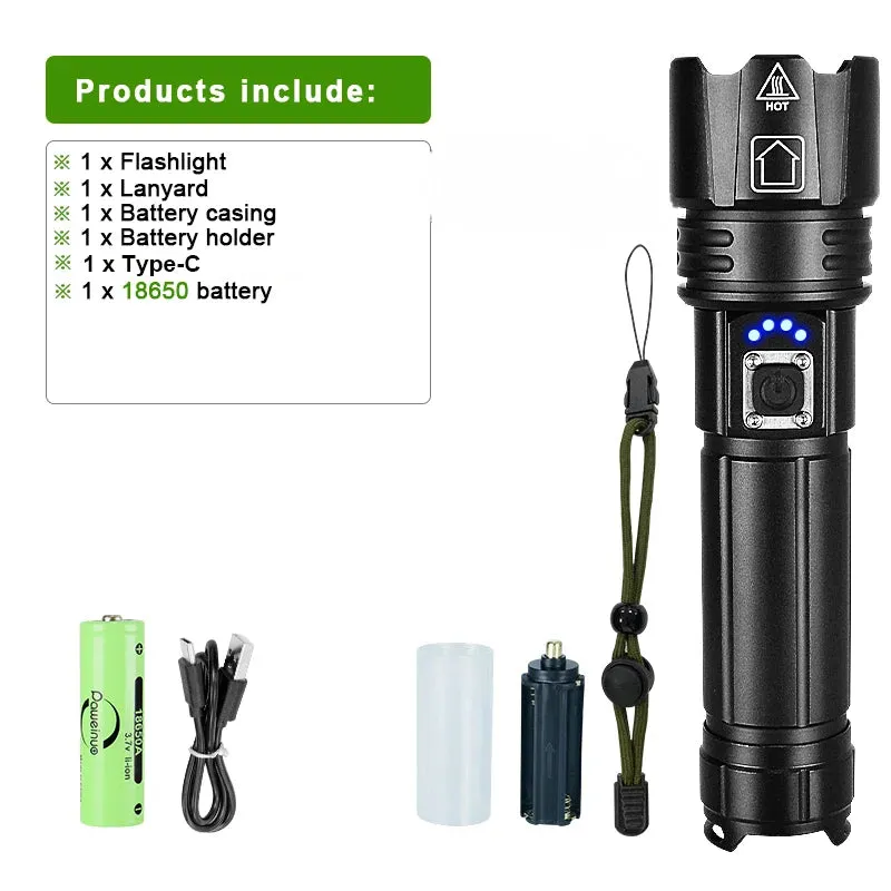 Light 1500m High Power Led Flashlights  Rechargeable Flashlight With Usb Charging Ultra Powerful Torch Work Tactical Light