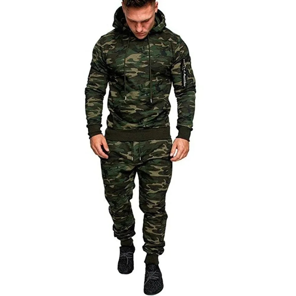Mens Camouflage Tracksuit | Two-Piece Set with Sports Hoodie & Pants