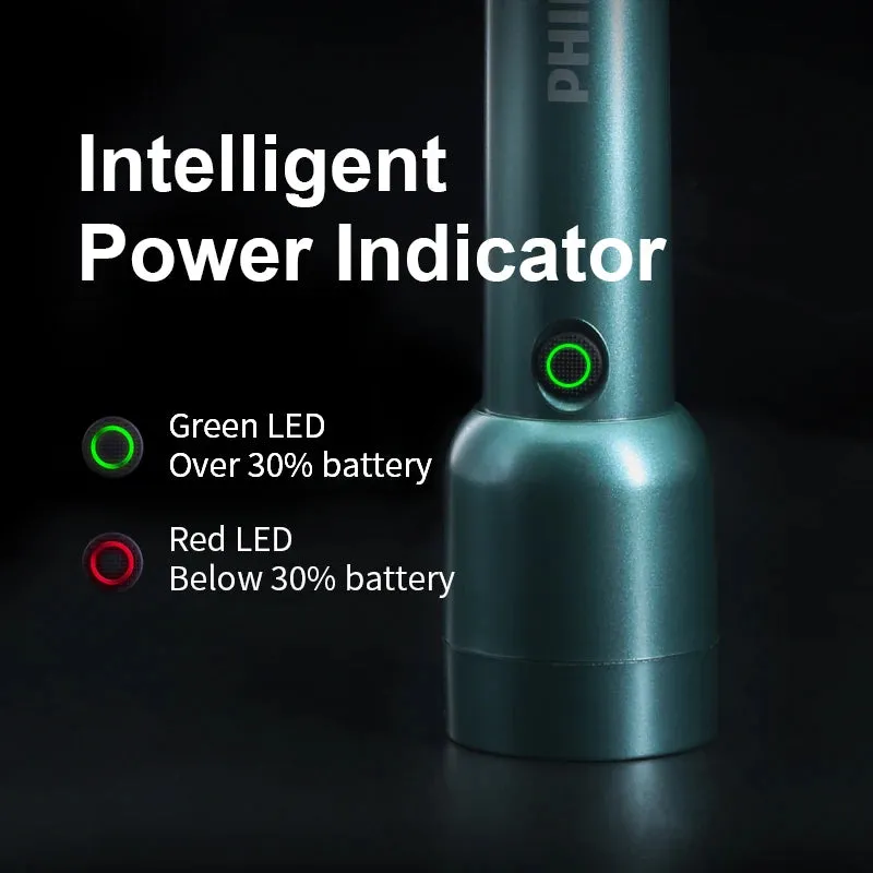 Philips SFL1236G 400 Lumens Portable Flashlight with Type C Cable Rechargeable 18650 Battery LED Flashlights for Self Defense