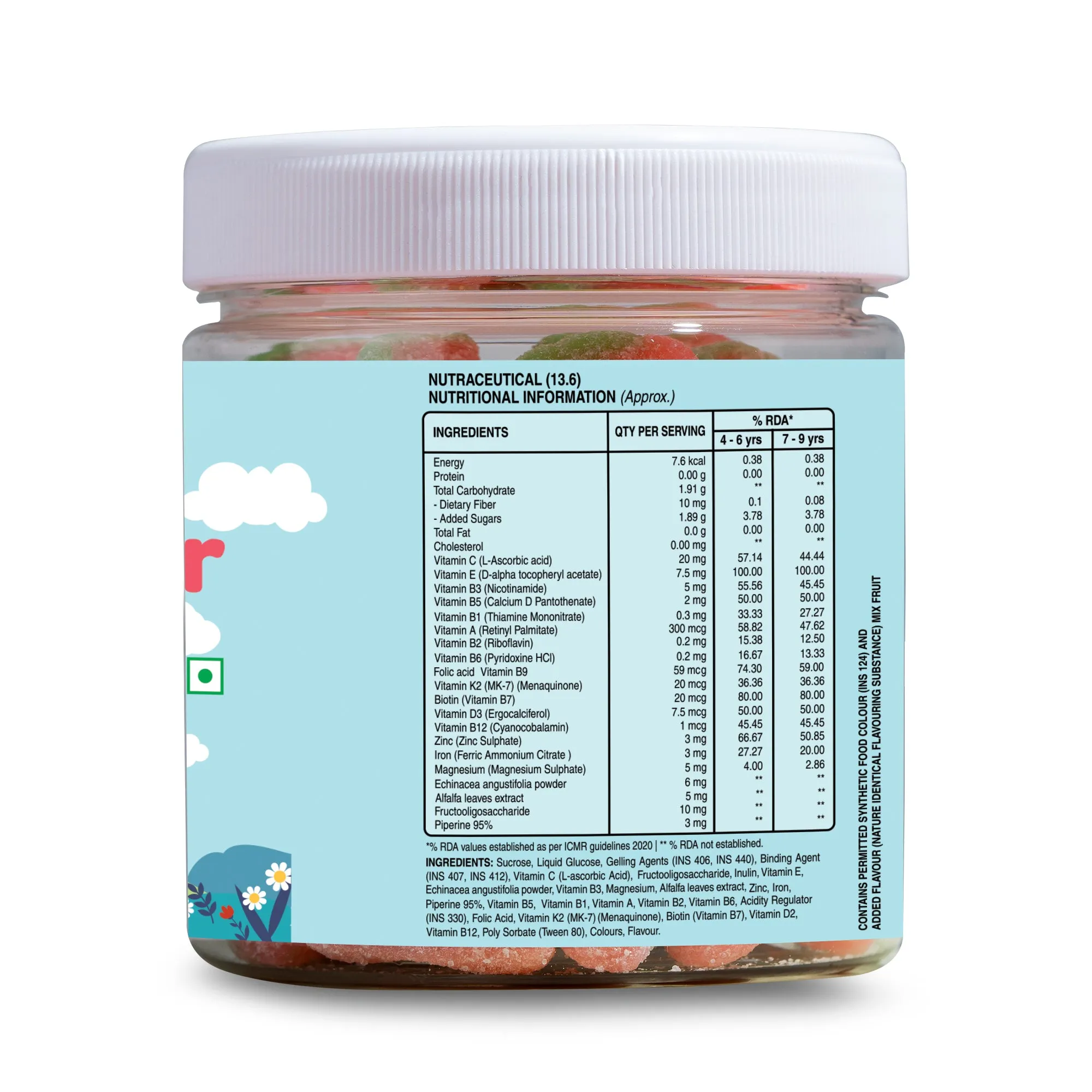 Pure Nutrition Multivitamin Kids Gummies with Ashwagandha, Vitamin B & Lysine | Supports Child's Immunity, Bone Health, Memory & Overall Growth & Development | Strawberry Flavour, 30 Veg Gummies