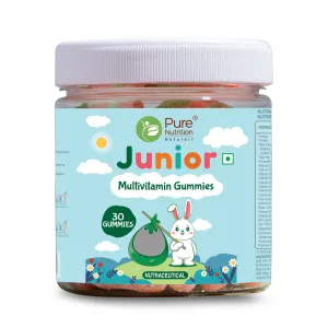 Pure Nutrition Multivitamin Kids Gummies with Ashwagandha, Vitamin B & Lysine | Supports Child's Immunity, Bone Health, Memory & Overall Growth & Development | Strawberry Flavour, 30 Veg Gummies