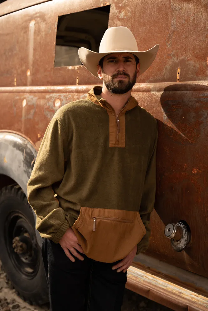 "Hooey Fleece Pullover" Olive/Brown